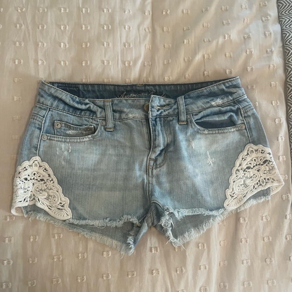 American Eagle Crochet Jean Shorts